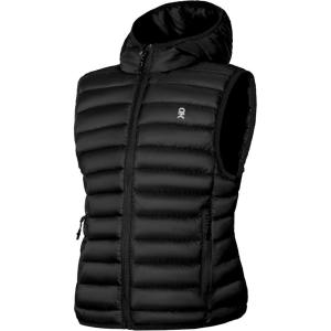 Little Donkey Andy Girls Winter Puffer Vest Packable Lightweight Faux-Down Hooded Sleeveless Jacket 6-14 Years(Black)
