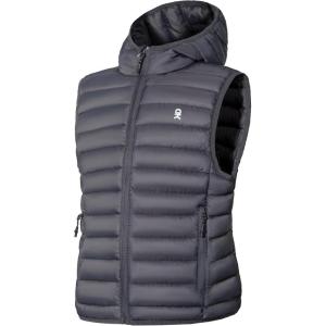 Little Donkey Andy Girls Winter Puffer Vest Packable Lightweight Faux-Down Hooded Sleeveless Jacket 6-14 Years(Gray)