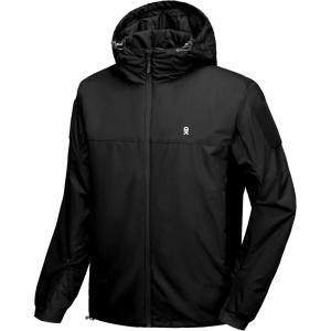 Little Donkey Andy Men’s Lightweight Insulated Jacket Windproof Water Resistant Warm Active Hooded Coat for Hiking Outdoor(Black)
