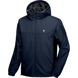 Little Donkey Andy Men’s Lightweight Insulated Jacket Windproof Water Resistant Warm Active Hooded Coat for Hiking Outdoor(Navy Blue)