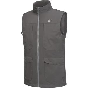 Little Donkey Andy Men’s Lightweight Quick Dry Vest Windproof Sleeveless Jacket with 11 Pockets for Travel Fishing Hiking(Dark Grey)