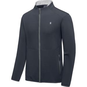 Little Donkey Andy Men’s Lightweight Running Warm Jacket Full Zip Fleece Lined Windproof Jacket for Outdoor Casual(Gray)