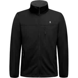 Little Donkey Andy Men’s Lightweight Softshell Jacket Windbreaker Waterproof Jacket with 3 Pockets for Running Golf Hiking(Black)