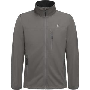 Little Donkey Andy Men’s Lightweight Softshell Jacket Windbreaker Waterproof Jacket with 3 Pockets for Running Golf Hiking(Iron Gray)