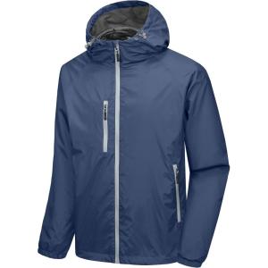 Little Donkey Andy Men’s Lightweight Windbreaker Jacket Breathable Windproof Hooded Wind Coat Hiking Running Golf Travel(Dark Blue)
