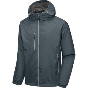 Little Donkey Andy Men’s Lightweight Windbreaker Jacket Breathable Windproof Hooded Wind Coat Hiking Running Golf Travel(Grey)