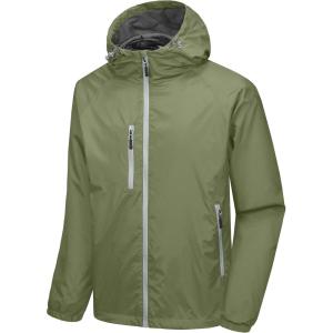 Little Donkey Andy Men’s Lightweight Windbreaker Jacket Breathable Windproof Hooded Wind Coat Hiking Running Golf Travel(Pesto Green)