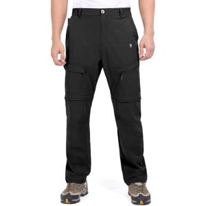 Little Donkey Andy Men’s Outdoor Sports Two Section Trousers Mountaineering Hiking Hiking(One Zip-off- Black)