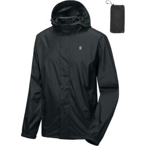 Little Donkey Andy Men’s Packable Rain Jacket Windbreaker Waterproof Lightweight Rain Coat with Hood for Golf Cycling Hiking(Gray)