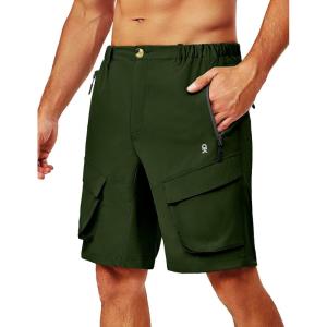 Little Donkey Andy Men’s Stretch Quick Dry Cargo Shorts for Hiking, Camping, Travel Army Green Size M