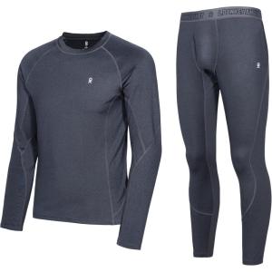 Little Donkey Andy Men’s Thermal Underwear Set Performance Base Layer Wicking Active Long Johns Top & Bottom with Fly(1. Black)