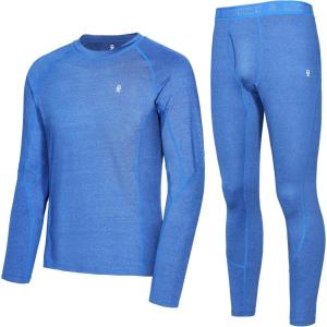 Little Donkey Andy Men’s Thermal Underwear Set Performance Base Layer Wicking Active Long Johns Top & Bottom with Fly(4. Blue)