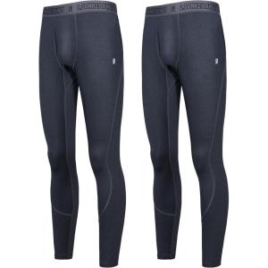 Little Donkey Andy Men’s Thermal Underwear Set Performance Base Layer Wicking Active Long Johns Top & Bottom with Fly(5. 2 Pack of Bottom Black/Black)