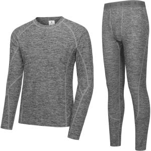 Little Donkey Andy Men’s Thermal Underwear Set Performance Base Layer Wicking Active Long Johns Top & Bottom with Fly(Dark Gray Heather (Thick Fabric))