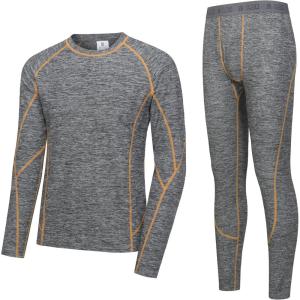 Little Donkey Andy Men’s Thermal Underwear Set Performance Base Layer Wicking Active Long Johns Top & Bottom with Fly(Gray Heather (Thick Fabric))
