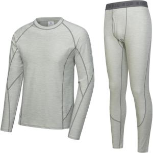 Little Donkey Andy Men’s Thermal Underwear Set Performance Base Layer Wicking Active Long Johns Top & Bottom with Fly(Green Heather (Thick Fabric))