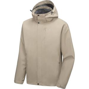 Little Donkey Andy Men’s Waterproof Rain Jacket Lightweight Hooded Raincoat Rain Shell for Travel Hiking Golf(Khaki)