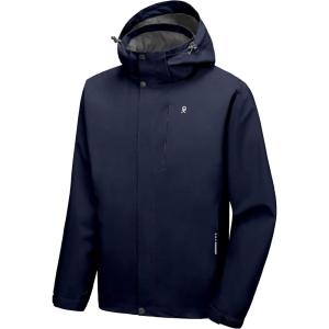 Little Donkey Andy Men’s Waterproof Rain Jacket Lightweight Hooded Raincoat Rain Shell for Travel Hiking Golf(Navy)