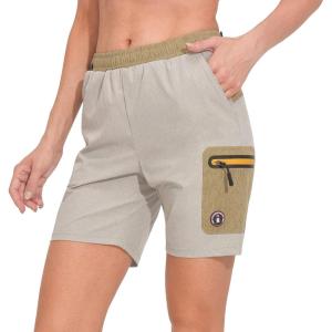 Little Donkey Andy Women’s 7 Inches Quick Dry Golf Shorts Stretch Athletic Shorts with Liner, Laser-Cutting Pockets(Light Gray Heather)