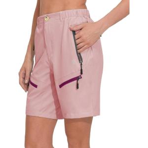 Little Donkey Andy Women’s 9 Inch Inseam Quick Dry Stretch Lightweight Cargo Shorts for Hiking Travel Golf(Pink)