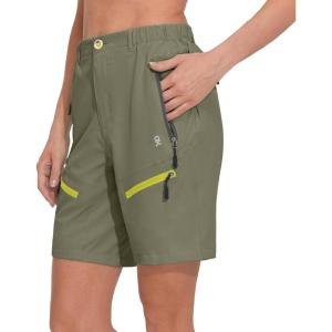 Little Donkey Andy Women’s 9 Inch Inseam Quick Dry Stretch Lightweight Cargo Shorts for Hiking Travel Golf(Sage)