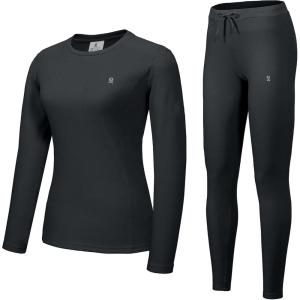 Little Donkey Andy Women’s Fleece Lined Thermals Underwear Set Base Layer Long Johns Cold Weather Top Bottom(Black)