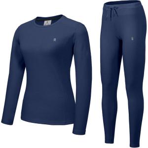 Little Donkey Andy Women’s Fleece Lined Thermals Underwear Set Base Layer Long Johns Cold Weather Top Bottom(Navy Peony)