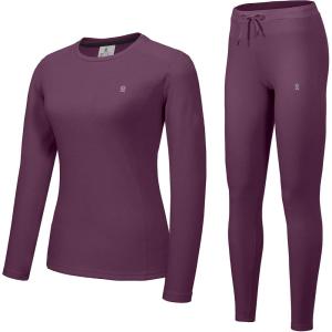 Little Donkey Andy Women’s Fleece Lined Thermals Underwear Set Base Layer Long Johns Cold Weather Top Bottom(Plum Caspia)