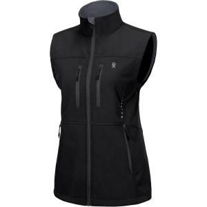 Little Donkey Andy Women’s Golf Vest Warm Fleece Lined Sleeveless Jacket for Hiking Travel Running(Black-4 Pockets)