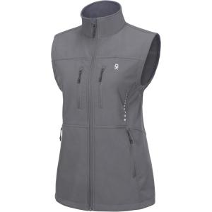 Little Donkey Andy Women’s Golf Vest Warm Fleece Lined Sleeveless Jacket for Hiking Travel Running(Gray-4 Pockets)