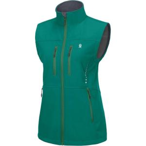 Little Donkey Andy Women’s Golf Vest Warm Fleece Lined Sleeveless Jacket for Hiking Travel Running(Green-4 Pockets)
