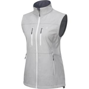 Little Donkey Andy Women’s Golf Vest Warm Fleece Lined Sleeveless Jacket for Hiking Travel Running(Light Gray-4 Pockets)