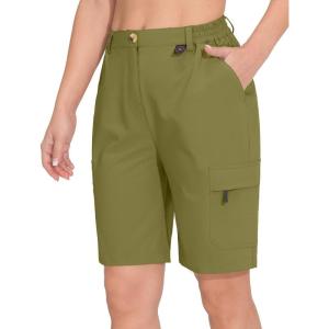 Little Donkey Andy Women’s Hiking Cargo Shorts 10 Inches Lightweight Outdoor Golf Casual Shorts with 6 Pockets(Olive)