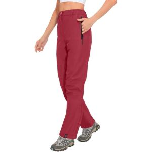 Little Donkey Andy Women’s Lightweight Rain Pants Water Resistant Hiking Golf Pants Outdoor Tactical Fishing Pants(Lipstick Red)