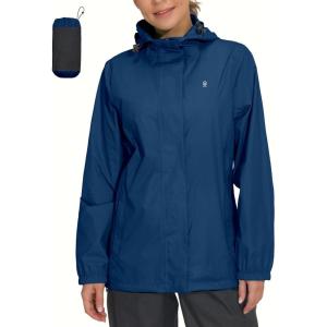 Little Donkey Andy Women’s Packable Rain Jacket Waterproof Lightweight Rain Coat with Hood for Golf Cycling(Classic Blue)