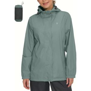 Little Donkey Andy Women’s Packable Rain Jacket Waterproof Lightweight Rain Coat with Hood for Golf Cycling(Pale Aqua)