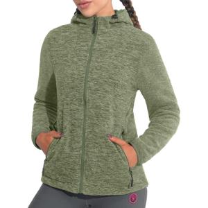 Little Donkey Andy Women’s Reversible Long Fleece Jacket Full Zip Polar Fleece Hoodie Lightweight Soft Warm Winter Coat(Olive Heather/Olive)