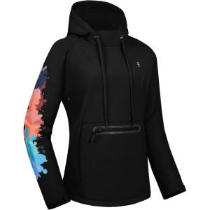 Little Donkey Andy Women’s Water Repellent Warm Hoodies with Fleece Lined, Softshell Hooded Jacket with Large Pocket(Black)