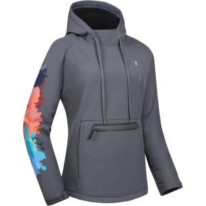 Little Donkey Andy Women’s Water Repellent Warm Hoodies with Fleece Lined, Softshell Hooded Jacket with Large Pocket(Iron Grey)