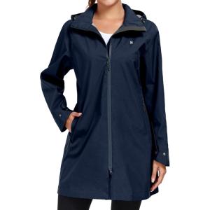 Little Donkey Andy Women’s Waterproof Mid-Length Rain Jacket with Hood Windbreaker Coat for Hiking Travel(Blue)