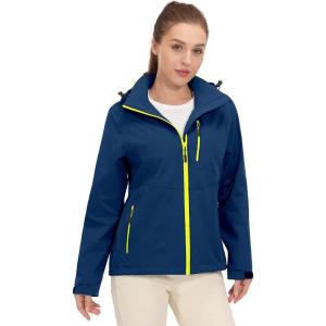 Little Donkey Andy Women’s Waterproof Rain Jacket Breathable Windbreaker Outdoor Rain Coat with Detachable Hood(Blue)