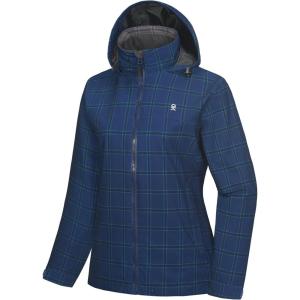 Little Donkey Andy Women’s Waterproof Rain Jacket Lightweight Windbreaker Breathable Raincoat with Hood for Outdoor Hiking(Blue Plaid)