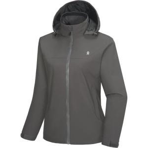 Little Donkey Andy Women’s Waterproof Rain Jacket Lightweight Windbreaker Breathable Raincoat with Hood for Outdoor Hiking(Grey)