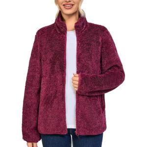 Little Donkey Andy Women’s Winter Hoodies Sherpa Fleece Jacket Warm Lightweight Sweatshirt Zip Up Outerwear Fuzzy Coat(B-purple)