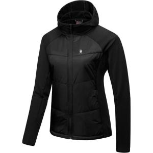 Little Donkey Andy Women’s Winter Running Jacket with Hood Warm Lightweight Hybrid Jackets Puffer Zip Pockets Hiking Golf(Black)