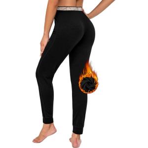 Little Donkey Andy Women’s Wool Base Layer,Thermal Underwear Bottoms Winter Long Johns Pants,Quick Dry Wicking(Black)