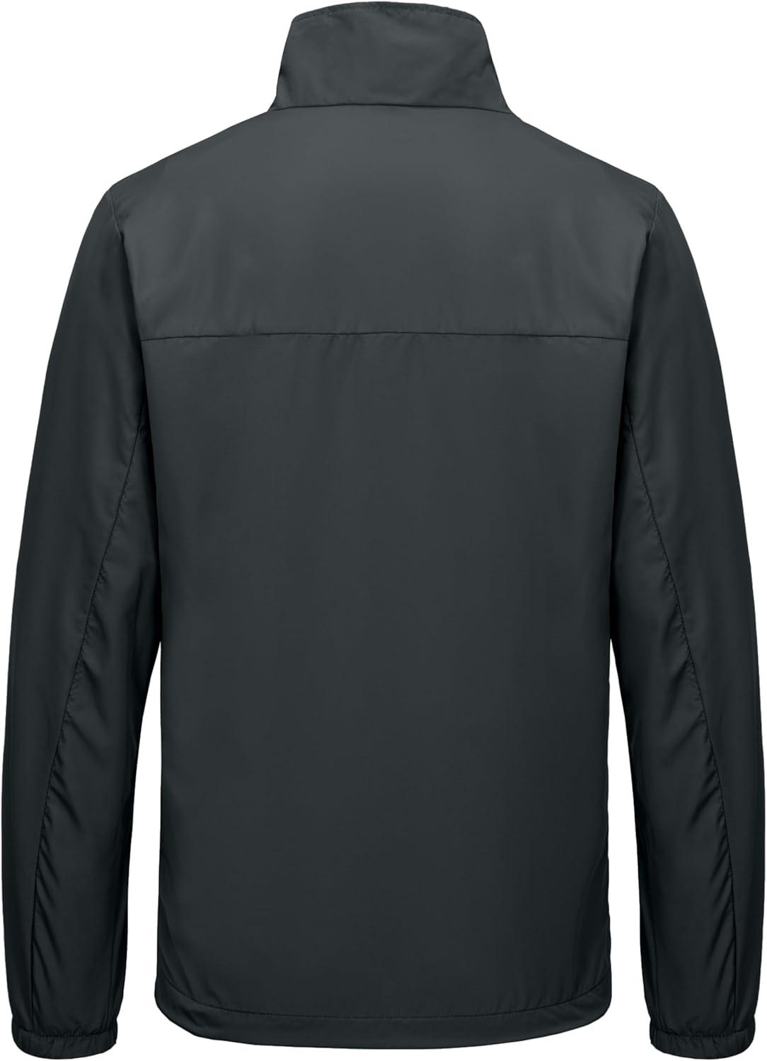 imageLittle Donkey Andy Mens Lightweight Breathable Windbreaker Golf Jacket UPF50 Windproof Outdoor Running CoatStand Collardark Gray