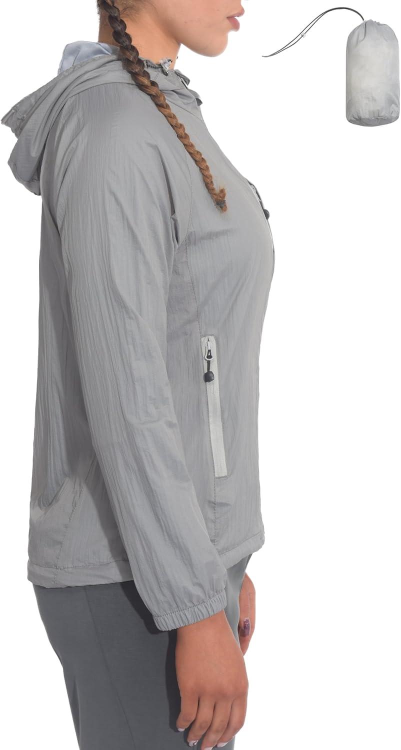 imageLittle Donkey Andy Womens Packable Lightweight Hooded Jacket Windproof Windbreaker with Recycled InsulationGrey