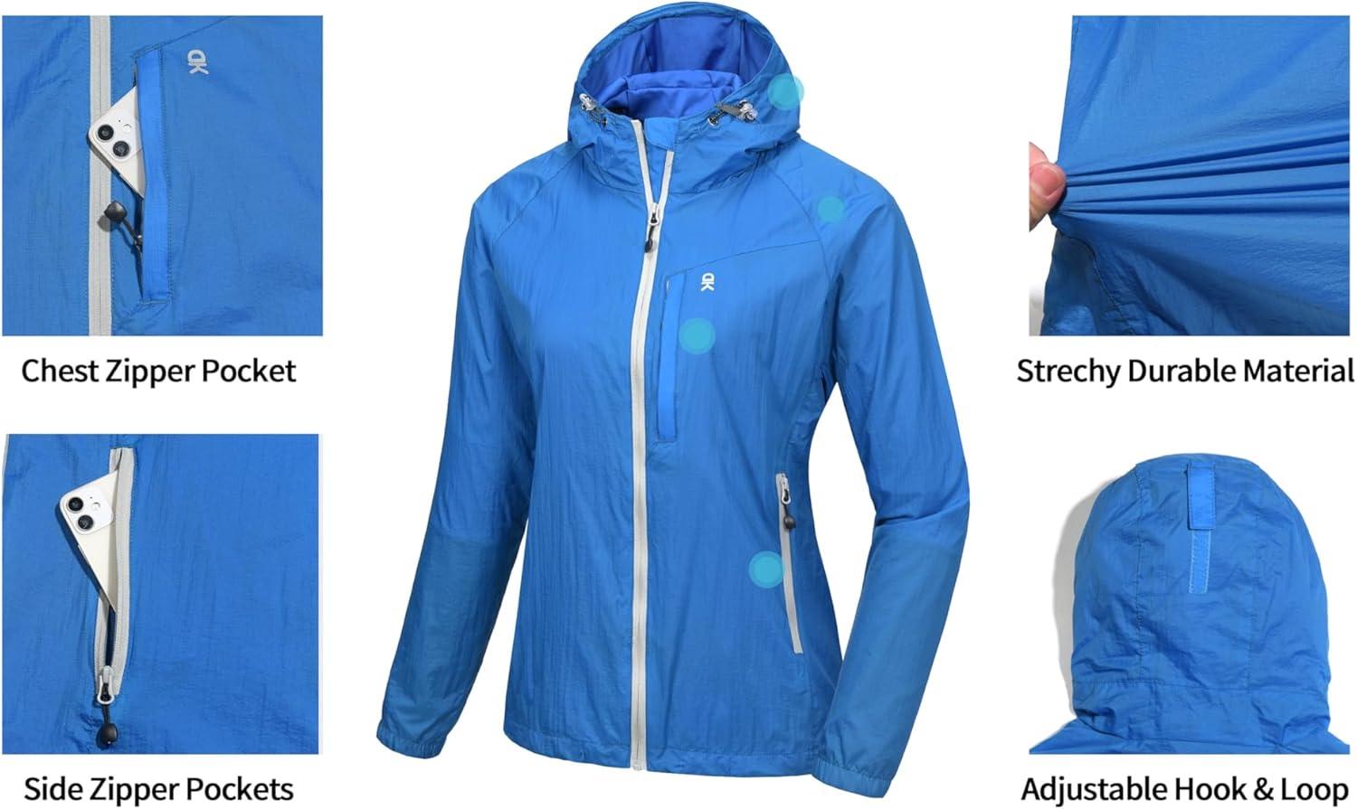 imageLittle Donkey Andy Womens Packable Lightweight Hooded Jacket Windproof Windbreaker with Recycled InsulationIbiza Blue