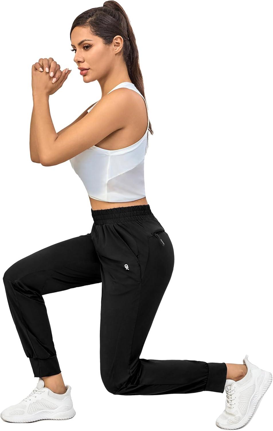 imageLittle Donkey Andy Womens Stretch Joggers with Pockets QuickDry Lightweight Running Pants for WomenBlack